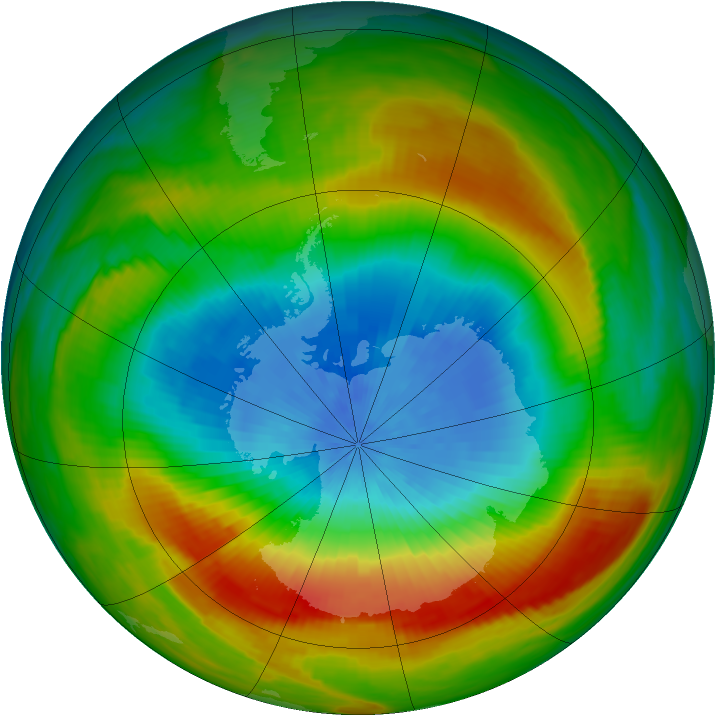 Antarctic ozone map for 10 October 1980